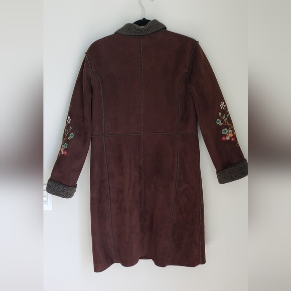 Vintag Coat Y2k Grizzly Faux Suede Light Weight Embroidered Coat Small - Picture 5 of 7